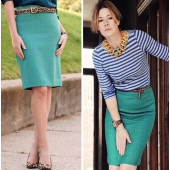 J. Crew Dresses & Skirts - J, Crew Emerald Green Pencil Skirt Wool Blend 8